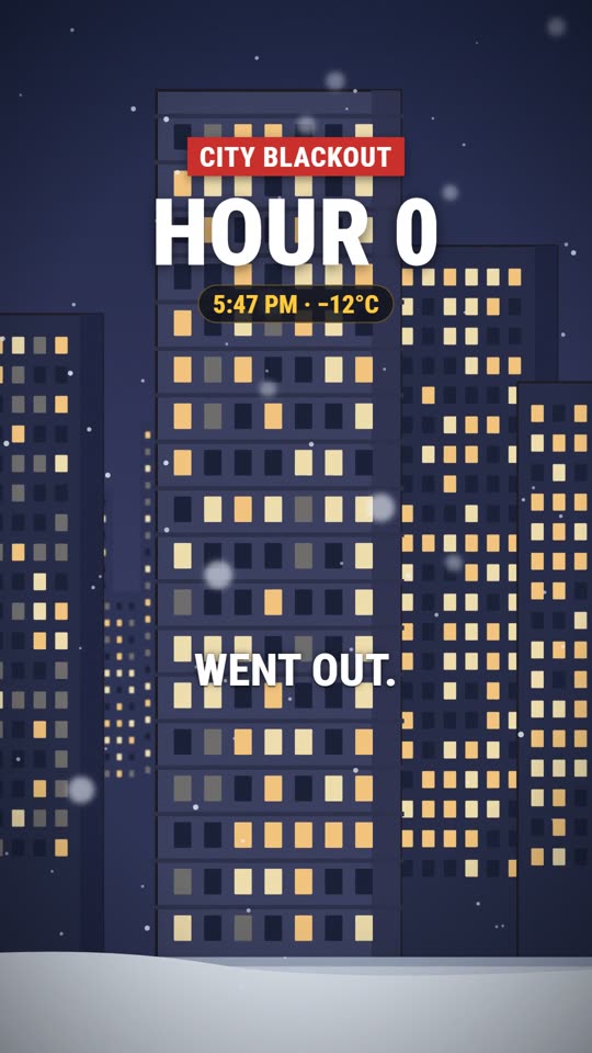 A city at night as the lights go out